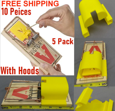 10 Pieces 5 Victor Large Professional Rat Traps & 5 Hood Covers Combo Pack RTHC