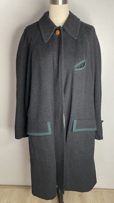 Signe Incognito Sz M Women's Trench Winter Coat Jacket Wool Cashmere Dark Grey
