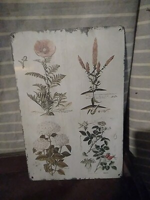 Metal Plague Of Different Flowers & Bushes