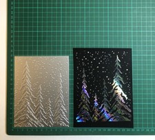 Large Trees & Snowfall Hot Foil Plate - 14.6 X 11.5cm - Brand New