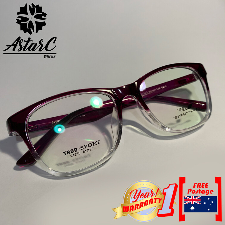 Sanhe Purple Clear Unisex Clear Lens Eyeglasses Frame/TR90/UVProtect/Men/Women 