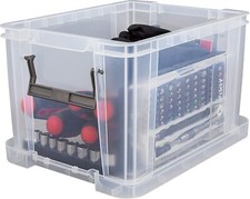 Clear Plastic Storage Boxes with Lids Stackable UK Made Box Home Office Kitchen