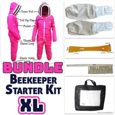 Jawadis Full Body Bee Suit Bundle – Fuchsia – XL Gloves, Hive Tool & Brush