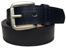 Men's Genuine Leather Casual Dress Plain Black Belt w/ Silver Buckle M/L/XL