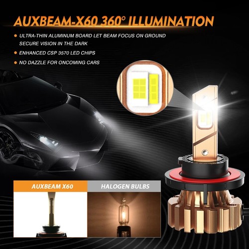 AUXBEAM H13 9008 LED Headlight Bulb Hi/Lo Beam 6500K for Jeep Wrangler 2007-2023 - Picture 3 of 12