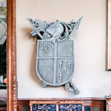 Artcaster Wall Plaque Coat of Arms Armor Shield Battle Ax Metal Made in the USA