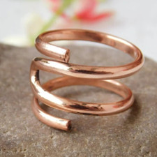 Solid Pure Copper Minimalist Healing Ring, Handmade, Unisex, Wrap Knuckle Ring