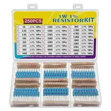 25Values 1W Metal Film Resistor Kit from 1Ohm to 1M Watt 1% Resistors Assortment