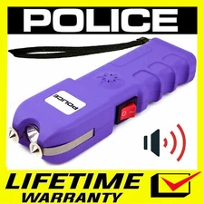 POLICE Stun Gun 928 700BV Rechargeable LED Flashlight Personal Alarm Purple