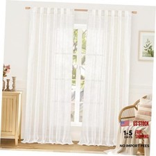 Linen Semi Sheer Curtains 84 Inches Long 2 52"W x 84"L Pack of 2 Natural