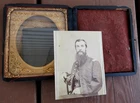 ANTIQUE CIVIL WAR BEARDED GENERAL CDV PHOTO UNDER GLASS IN DAG CASE