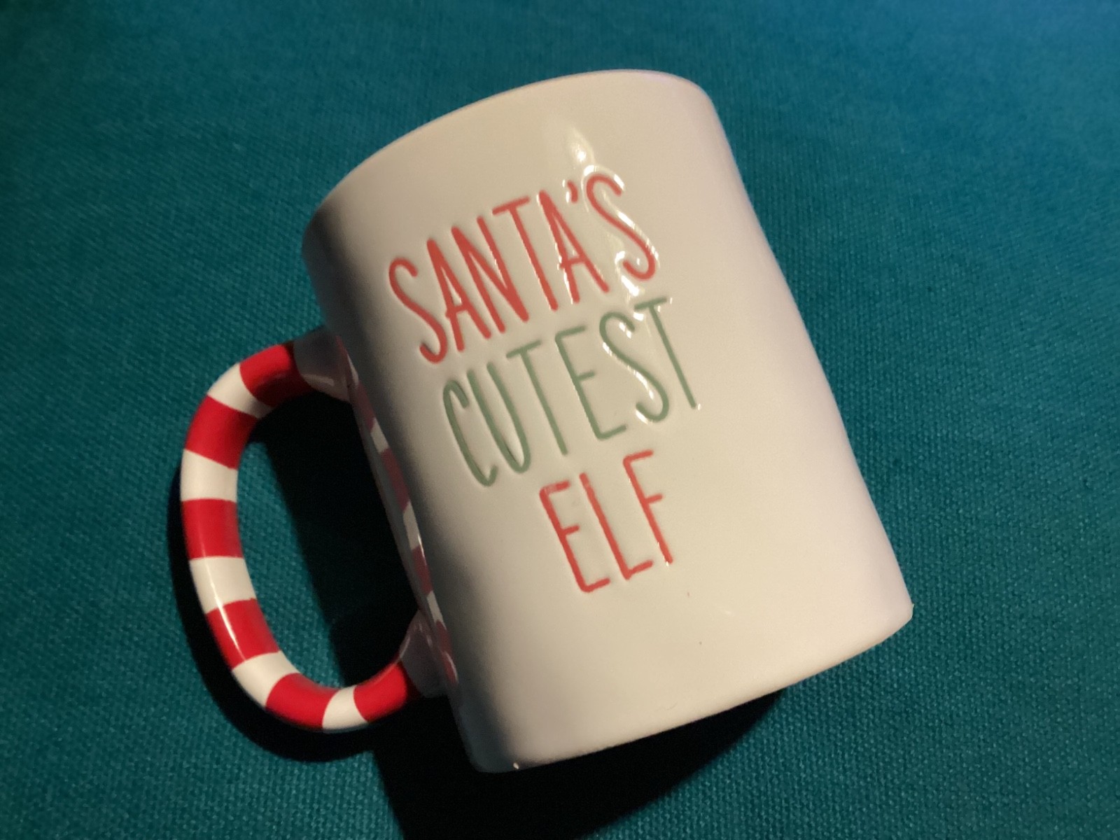 BNWT New Santa’s Favourite Elf Christmas Mug - H9.5cm - White Red & Green