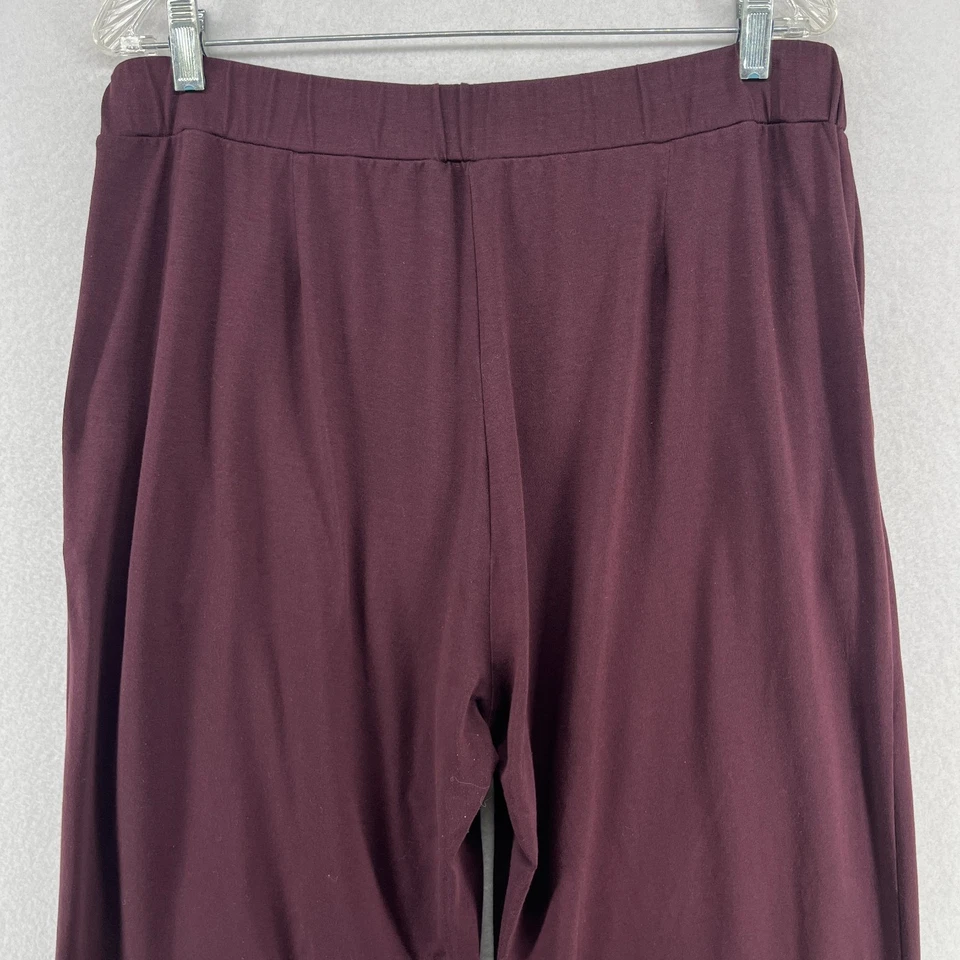 EILEEN FISHER Pants 1X Cotton Stretch Jersey Wide Leg Cropped Mussel Brown USA - Image 4 of 4