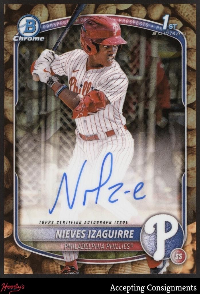 2025 Bowman Chrome Peanuts Refractors Nieves Izaguirre 1st Rookie AUTO 2/5