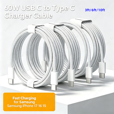 USB-C to Type C Cable Fast Charger For iPhone Air 16 17 15 Pro Charging Cord Lot