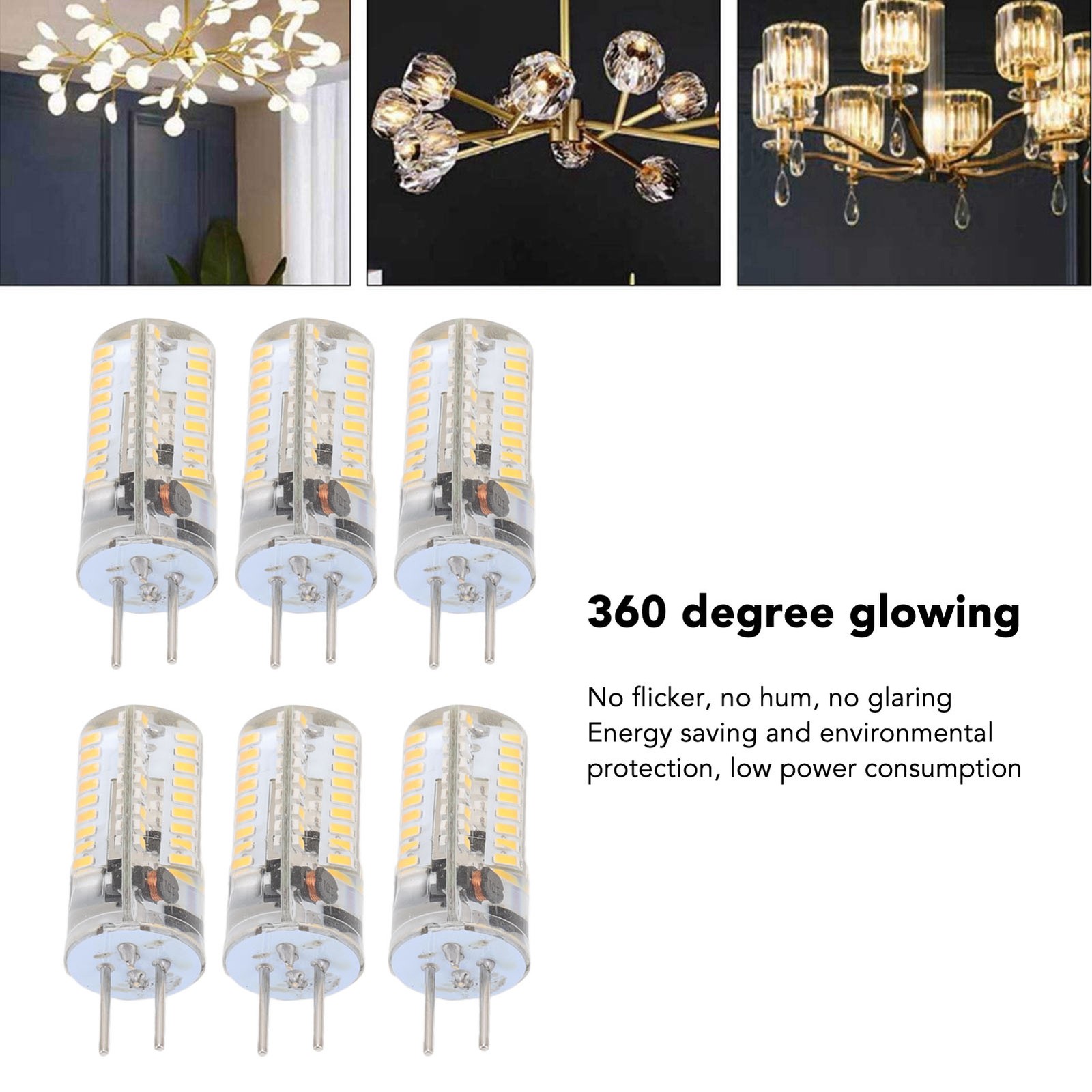 6Pcs GY6.35 LED Bulbs 5W AC 12V Warm White 2700 To 3000K White 6000 To 6500K