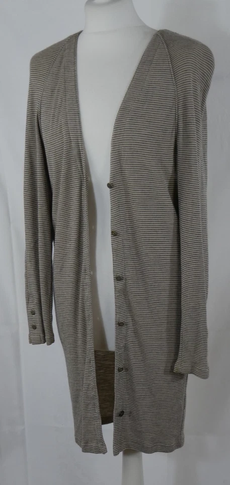 MISS BRITT Lange Strickjacke Strickmantel Beige/Schwarz WOLLE Größe XS 34/36 TOP - Bild 2 von 4