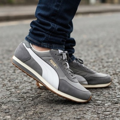 Herren Puma Classic ST Miler Sneaker alle UK Größen grau Wildleder Nylon Retro