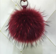 6"Large Fluffy Genuine Fur Pom Pom Keychain Puffy Ball Car Keyring/Bag Purse Cha