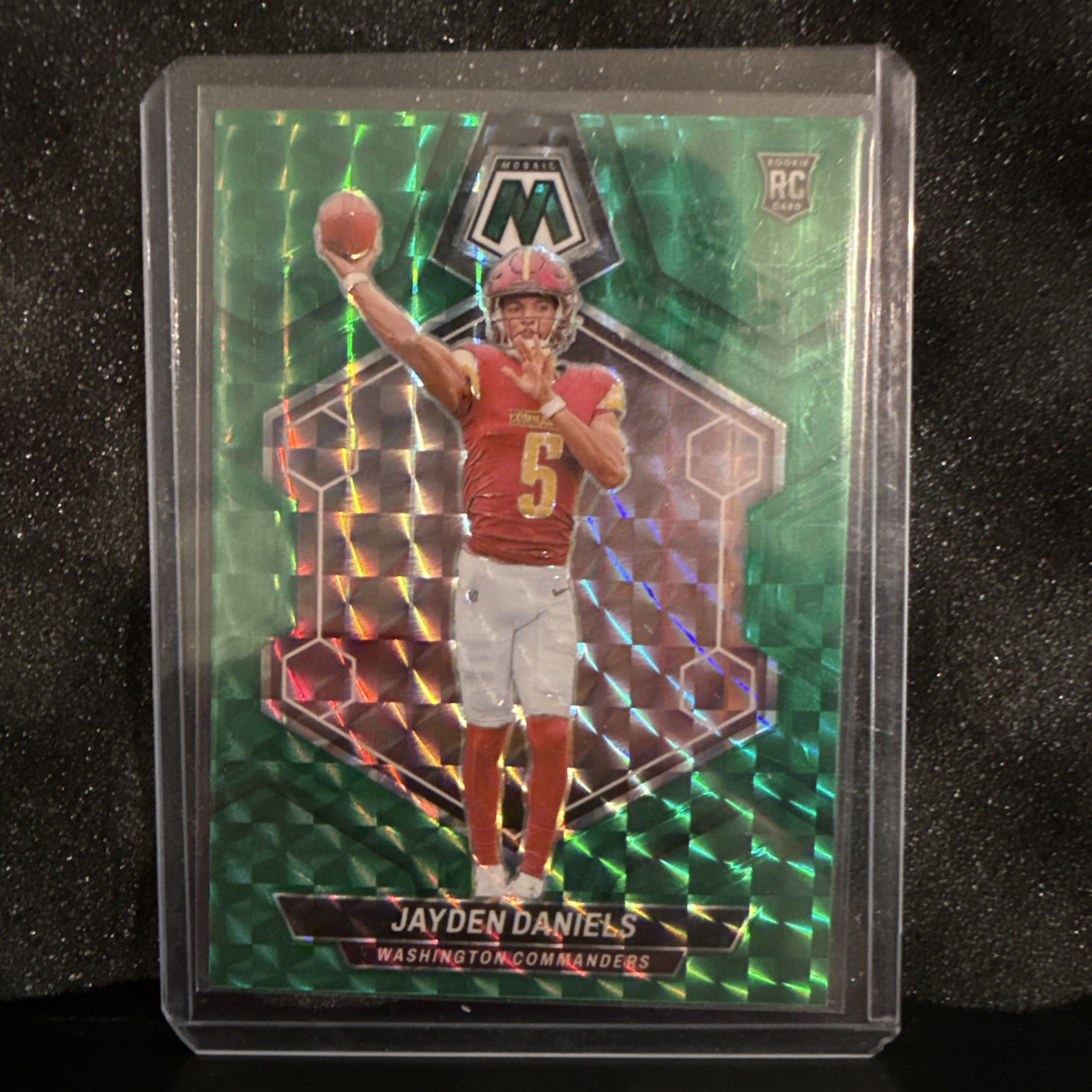 2024 Panini Mosaic Jayden Daniels Rookie #302 Green Mosaic Prizm Commanders