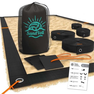 Beach Volleyball Lines for Sand - Portable 2 inch Boundary Lines Set for Outd...