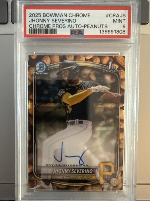 2025 Bowman Chrome Jhonny Severino Auto Peanuts Snack Pack /5 PSA 9