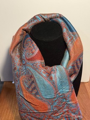 CRC Teal & Orange Paisley Shawl