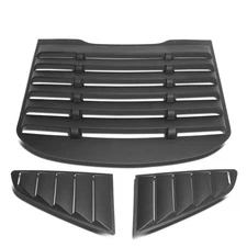 Fit 15-18 Ford Mustang Coupe ABS Vintage Style Rear+Quarter Side Window Louvers