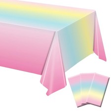 3 Pack Rainbow Tablecloth, Pastel Table Cloths for Parties Rainbow Princess P...
