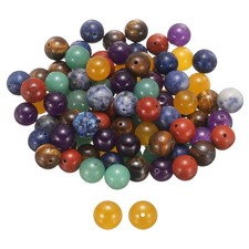 100pcs 7 Mixed Color Natural Stone Beads 10mm Round Loose Bead