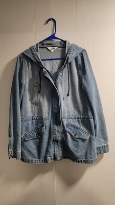 Cisono Women's Denim Jacket Vintage Zip Size L with Pockets