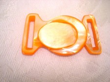 Vintage 2 Piece Dyed Peach Mother of Pearl Shell MOP Interlocking Buckle KJ