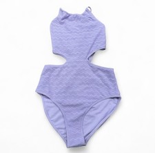 NWT Abercrombie Fitch Kids Lavender Cut Out One Piece Swimsuit Size 15/16 Rt. 40