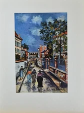 Maurice Utrillo Street Scene Paris France Vintage 1950 Art Print Wall Art
