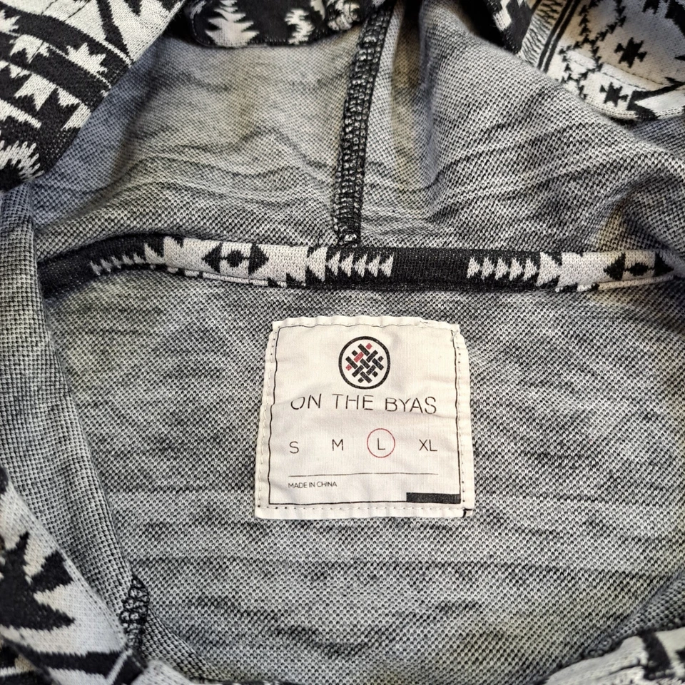 On The Byas Hombres Sudadera con Capucha L Grande Suroeste Azteca Pullover 1/4 Botón Tribal Foto 2 de 4