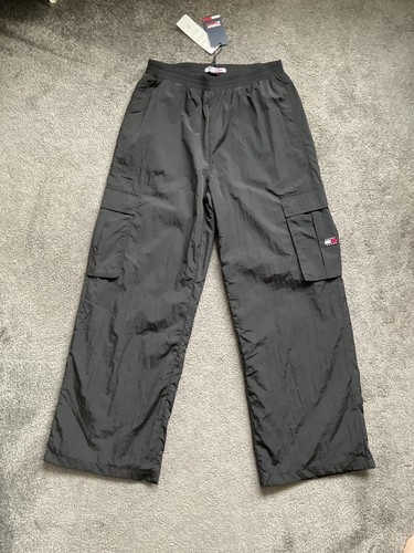 Women’s Tommy Jeans Wide Leg Cargo Trousers In Black Size Medium New With Tags - Picture 3 of 8