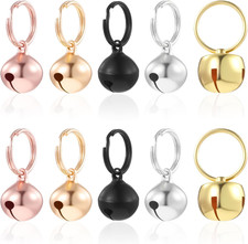 10-Pcs Small Bells for Dog Collar 1/2" Stainless Steel Pet Charms Assorted