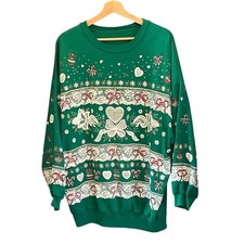 Vintage 90s Sweatshirt Ugly Christmas Sweater Grandmacore Kitschy Cottagrcore