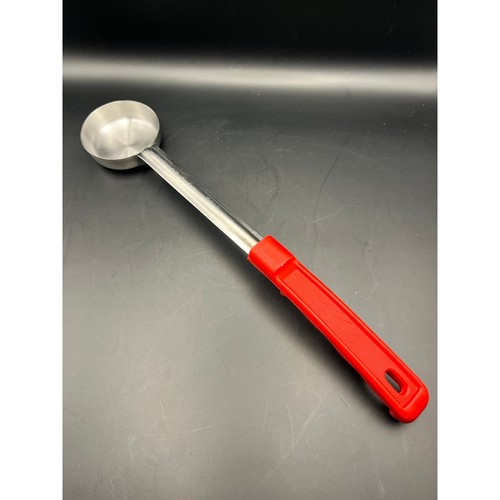 Vintage 2 OZ Ladle Red Handle Stainless Steel Kitchen Utensil Serving Spoon 13"