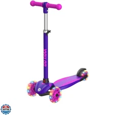 KS1 Kids Kick Scooter, LED Lighted Wheels and 3 Adjustable Height Handlebars,...