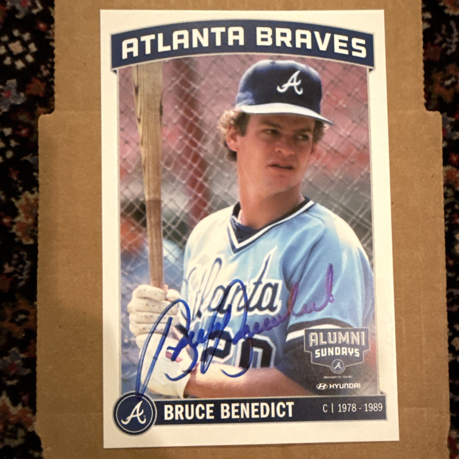 Bruce Benedict  Signed 4 X6 ~ ATLANTA BRAVES ALUMNI Card