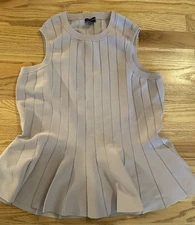 Karen Millen Women’s Pointelle Knit Detail Racer Peplum Top Large