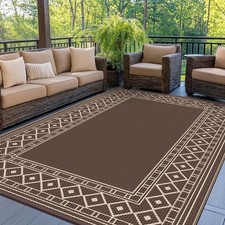 5'x8' Waterproof Outdoor Rug - Reversible Plastic Straw Carpet for Patio, RV, Be