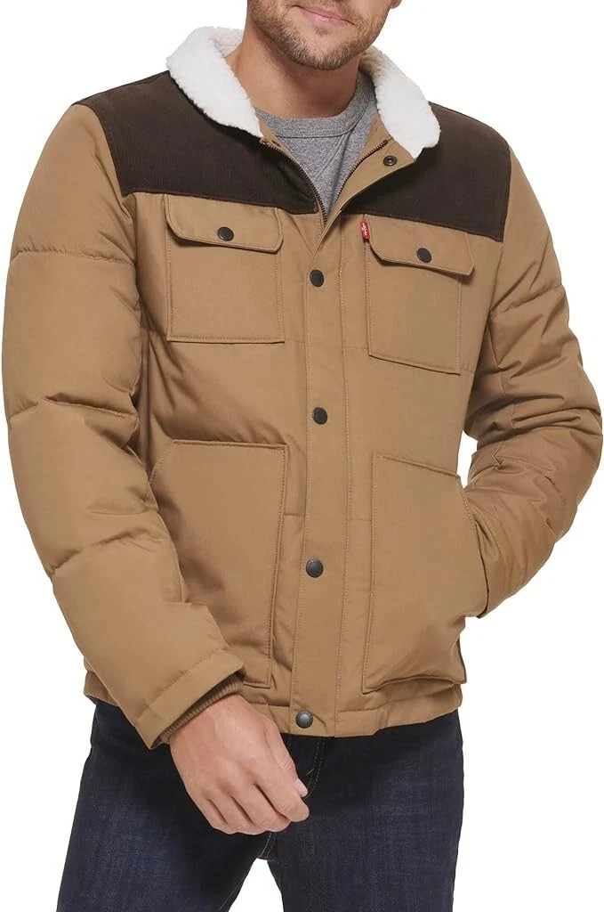 Levi's Men's Mixed Quilted Jacket in Brown Combo, Multiple Sizes, LM2RP184-B1C
