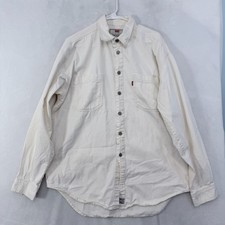 Vintage Levis Denim Shirt mens L White Pocket Outdoor Metal Button Up