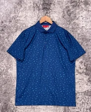 Redvanly Polo Shirt Medium Mens Blue Floral Performance Short Sleeve Golf