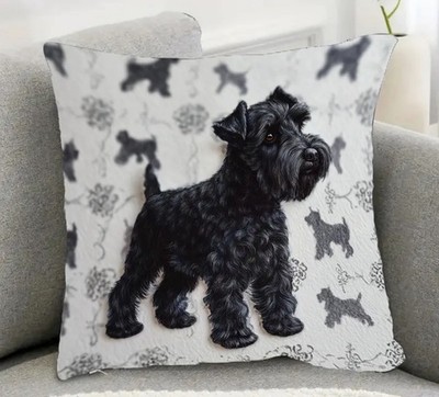 Superweicher schwarzer Miniatur-Kissenbezug Schnauzer Hunde 45 cm x 45 cm