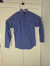 Ariat Pro Series Shirt Men's Medium Long Sleeve Plaid Fitted Button Down Blue.