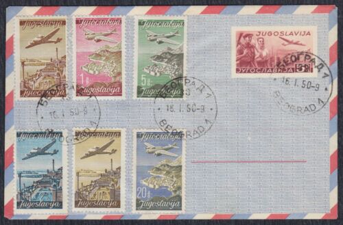 Yugoslavia 1950 Airmail Postal stationery with Airmail set - Afbeelding 1 van 2