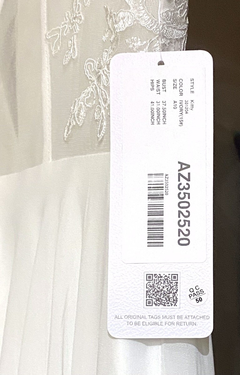 Azazie Kitty Ivory Wedding Dress Leg Slit Size 10 NWT
